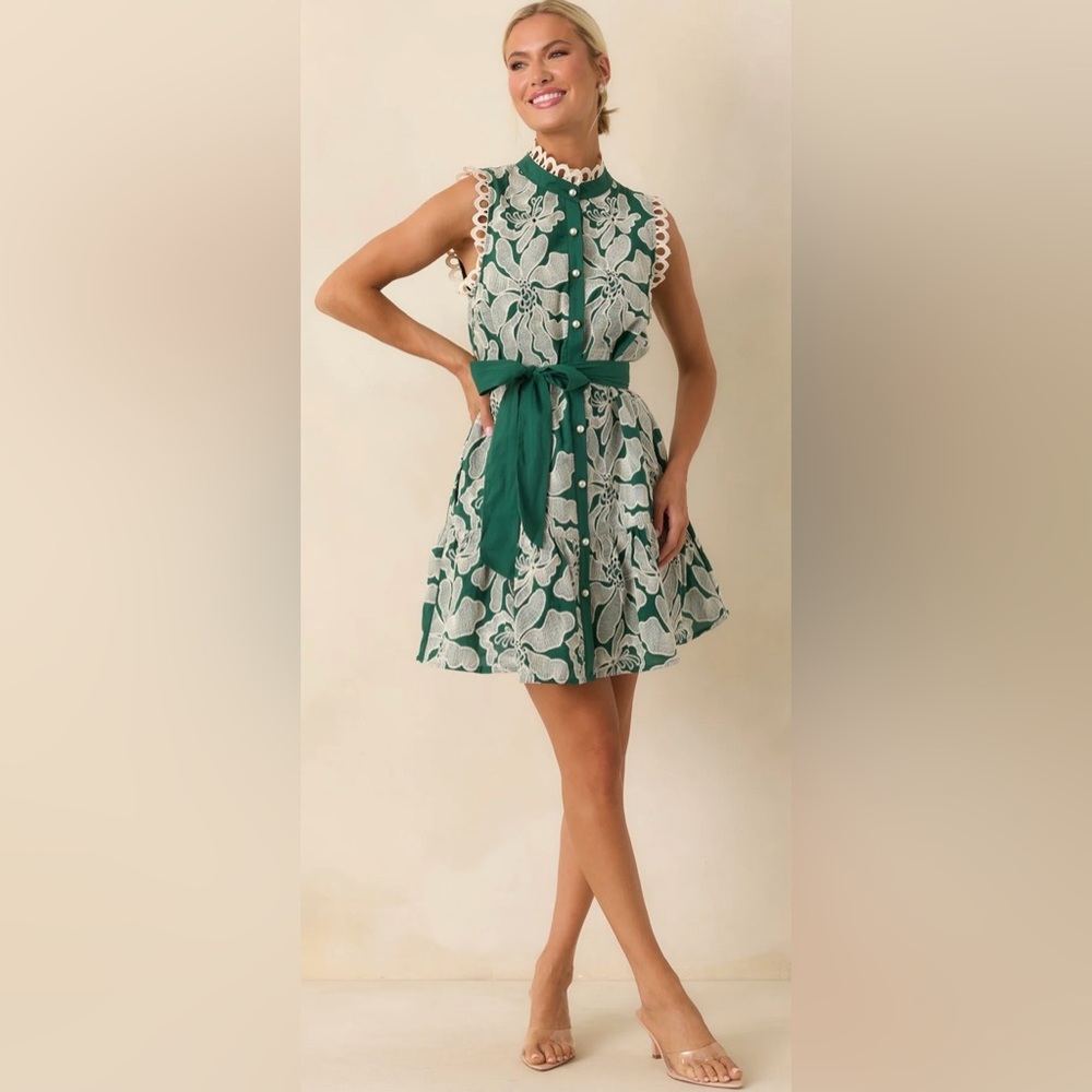 Green Floral Sleeveless Dress. Original price $79